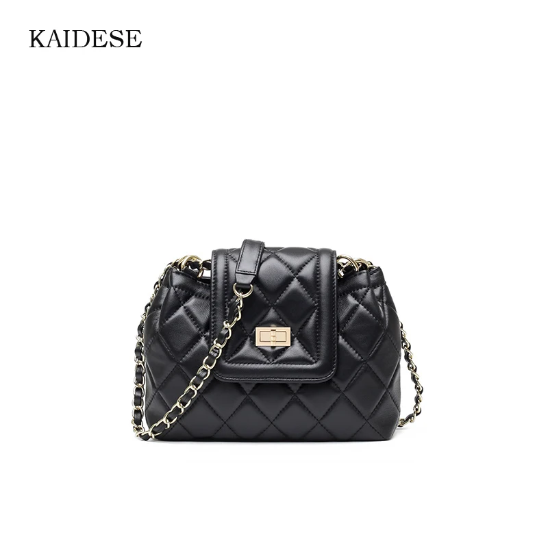 

KAIDESE sheepskin single shoulder slanted female bag genuine leather women's chain leather bag cover fashion single shoulder bag