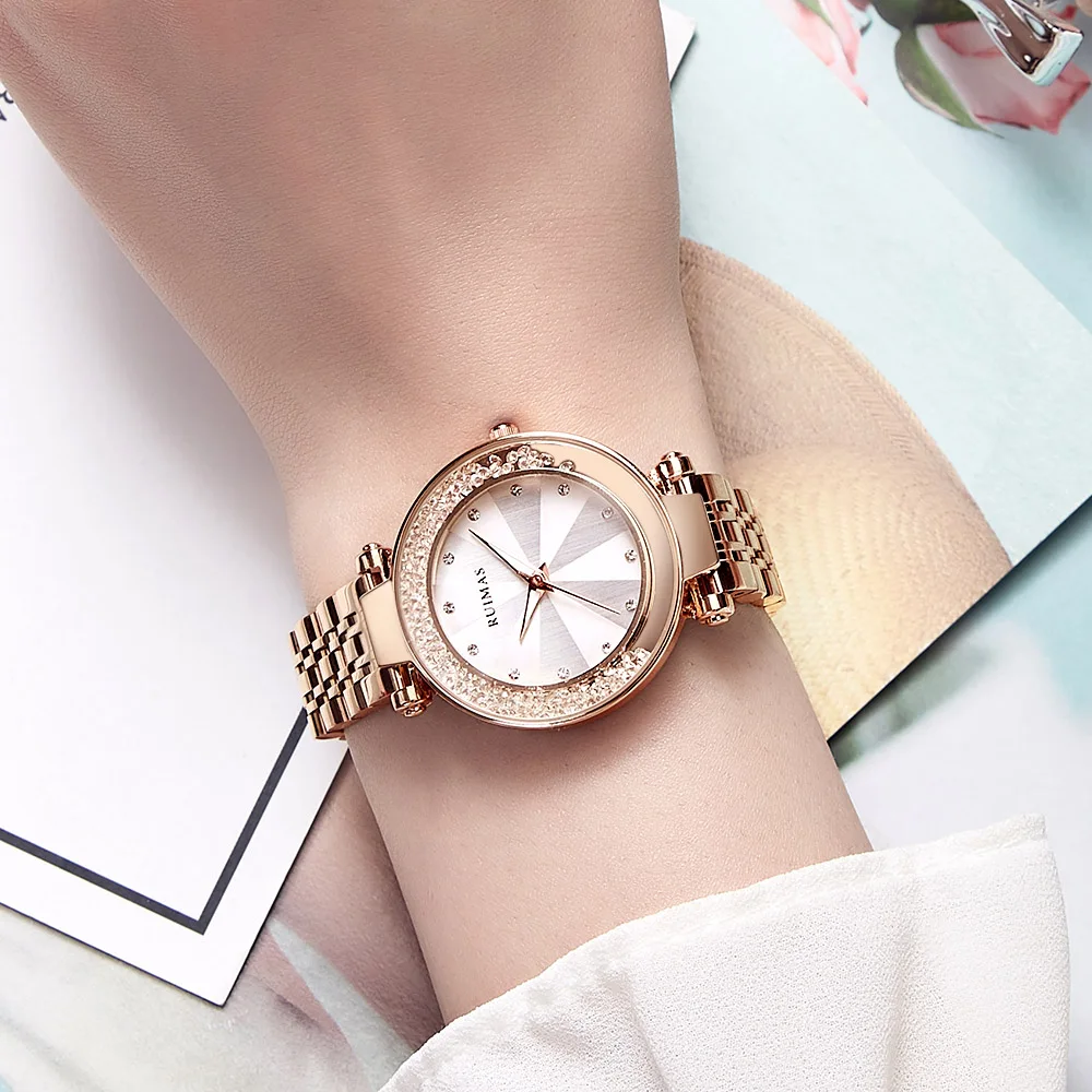 Модные стильные роскошные женские часы с бриллиантами, женские кварцевые часы из розового золота, наручные часы, часы-браслет