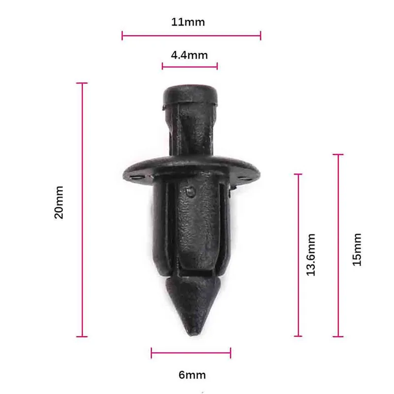 50 шт./компл. черный Пластик автомобильной заклепки фиксатор автомобиль стрелка клип, пригодный для отверстие 6 мм Toyota/Suzuki