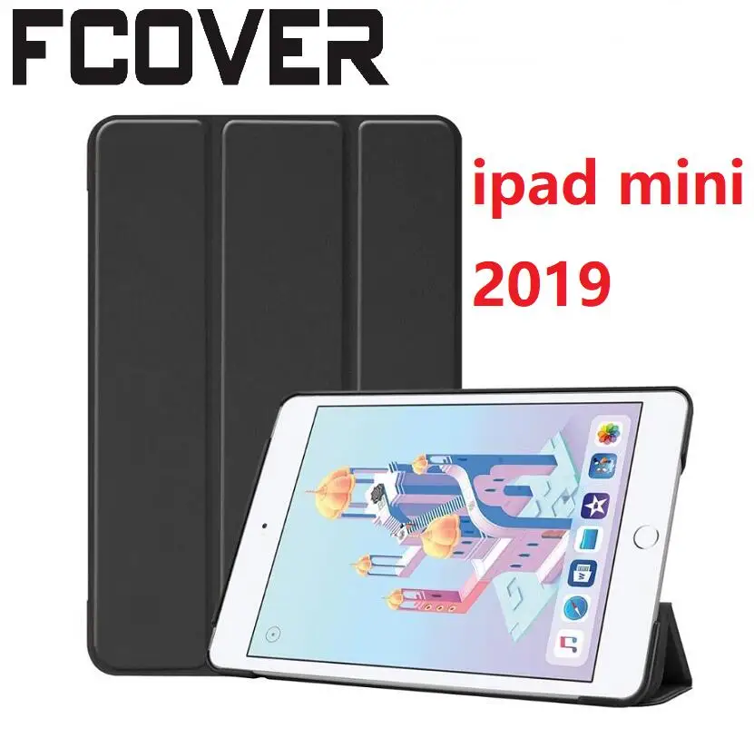 С сна для Apple iPad mini 5 2019 Smart Cover + закаленное стекло тонкий чехол из искусственной кожи Magentic Trifold