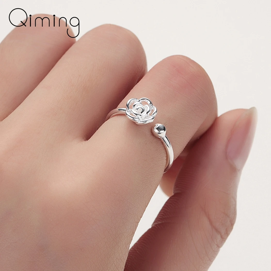

2019 New Boho Ring Adjustable Female Finger Rings For Women Romantic Rose Flower Rings Wedding Engagement Jewelry