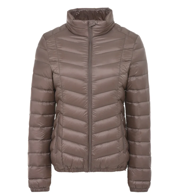 

Women Winter Stand Collar White Duck Down Jacket Female Ultra Light Down Padded Jackets Slim Long Sleeve Parka Zipper Coat