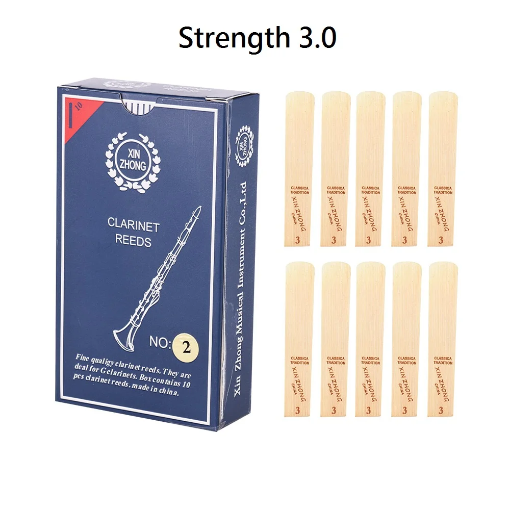 10 шт./кор. трости для кларнета нормального уровня G трости для кларнета прочность 2,0/2,5/3,0 опционально для начинающих духовых инструментов - Цвет: Strength 3.0