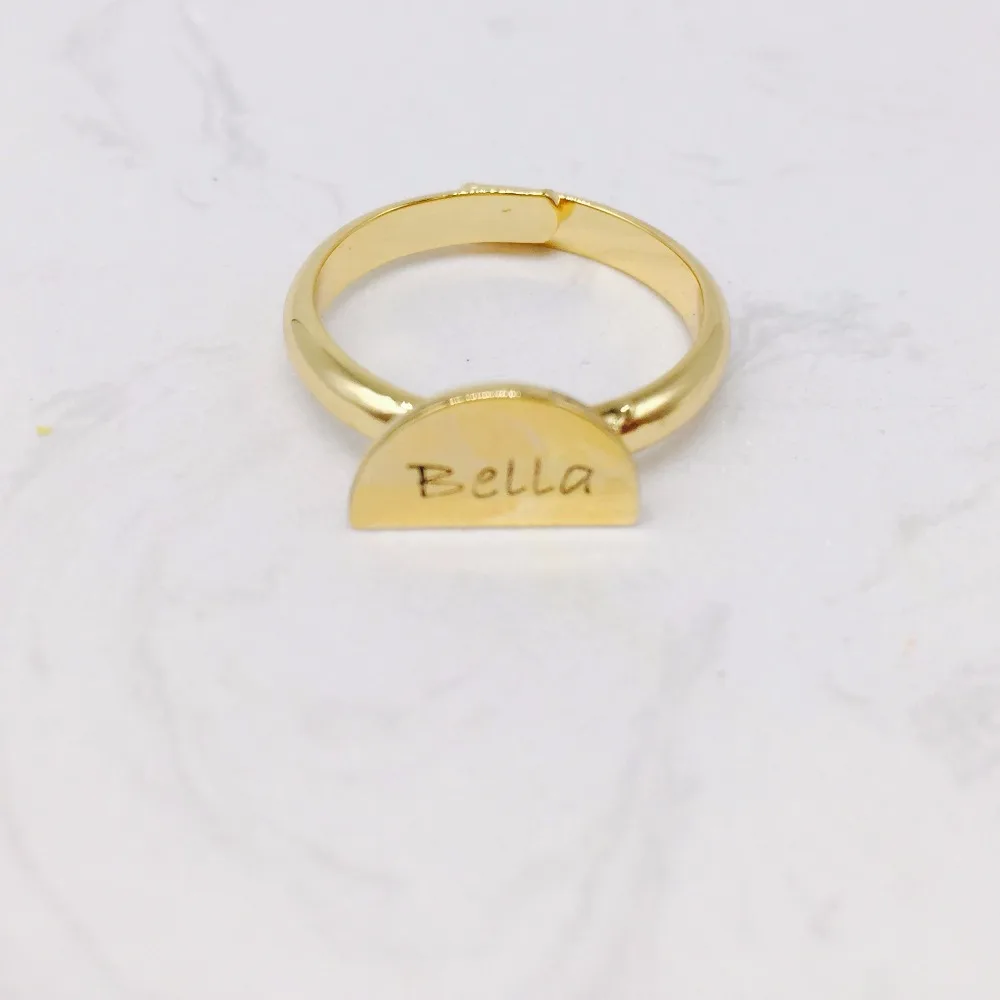

FYR07 Special Gift Custom Name Ring Personalized Adjustable Semi Circle Ring Trendy Jewelry Engagement Band Ring