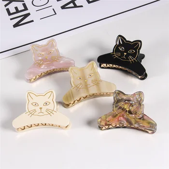 

New Fashion Design Hair Clips Acetate Cute Cat Hair Claws Clips Rhinestone Hair Crab Clips For Women Girls Headwear Tiara