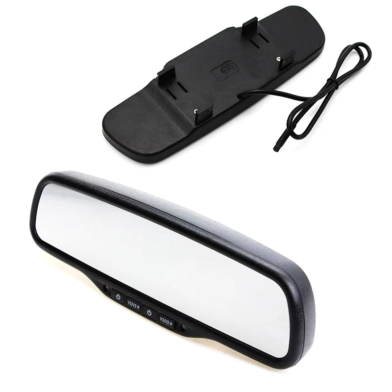 HaiSunny 4CH Video Input Car Interior Rear View Mirror Built in Dual Two 4.3 inch TFT LCD Monitors for any car