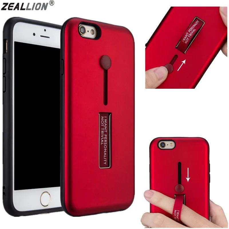 Чехол-накладка ZEALLION для Apple iPhone X 5 5S 6 6S 7 8 Plus Armor 3 в 1 со скрытым кольцом и подставкой