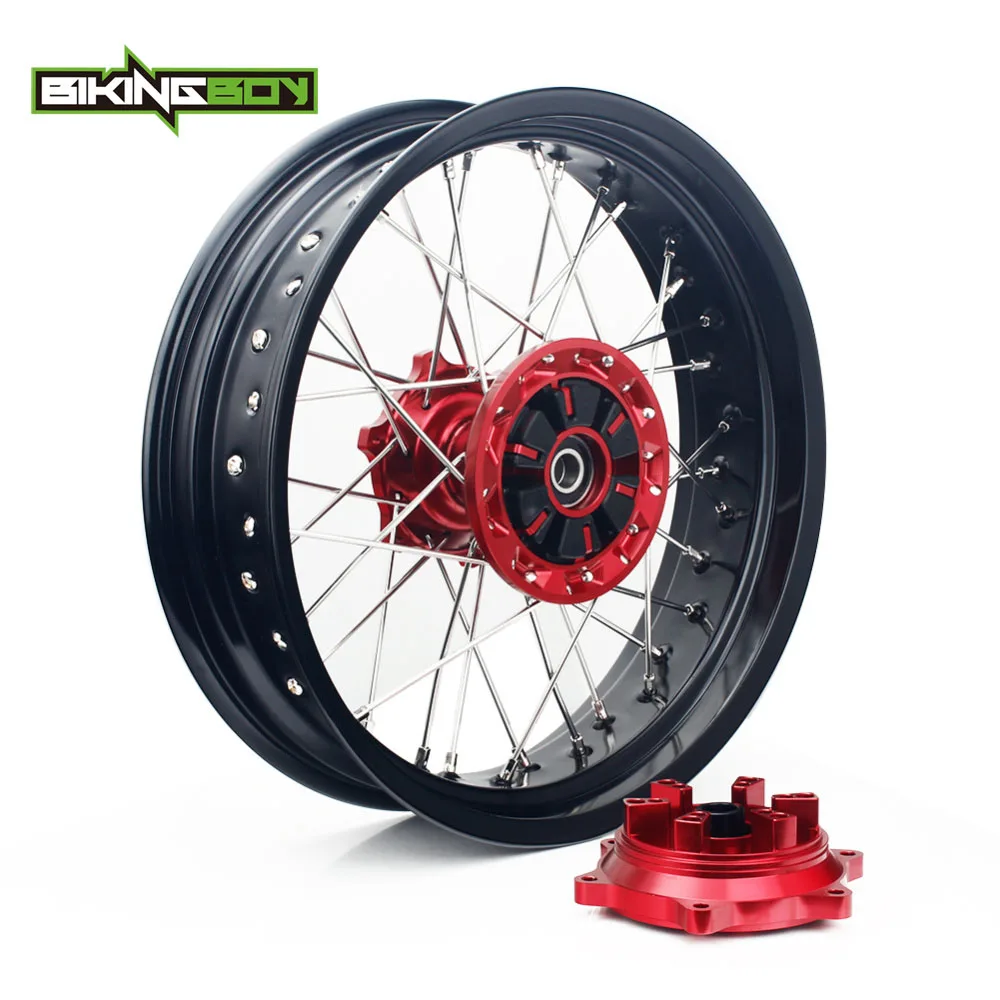 BIKINGBOY 1" Supermoto для Suzuki DRZ 400 SM 2005- DRZ 400 00-04 DRZ400S 00-17 DRZ400E 00-07 Передние Задние Колеса Диски ступицы - Цвет: Raer Red