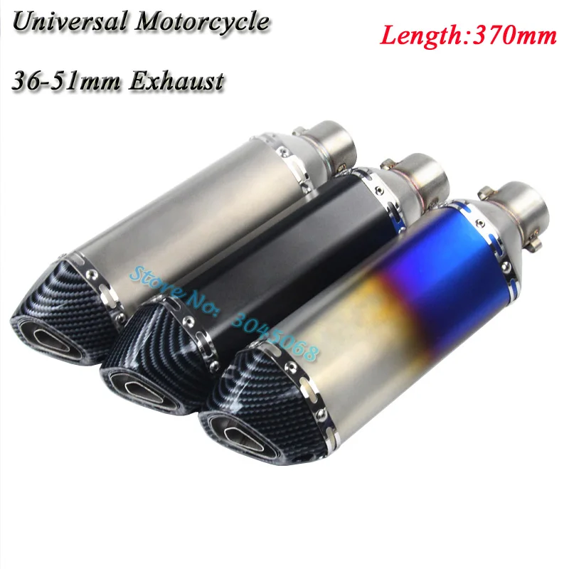 470mm a 370mm Universal de Escape de la motocicleta tubo de Escape silenciador con DB asesino pegatina para Ninjia300 Z750 R25 TMAX530 R6 de la bici de la suciedad
