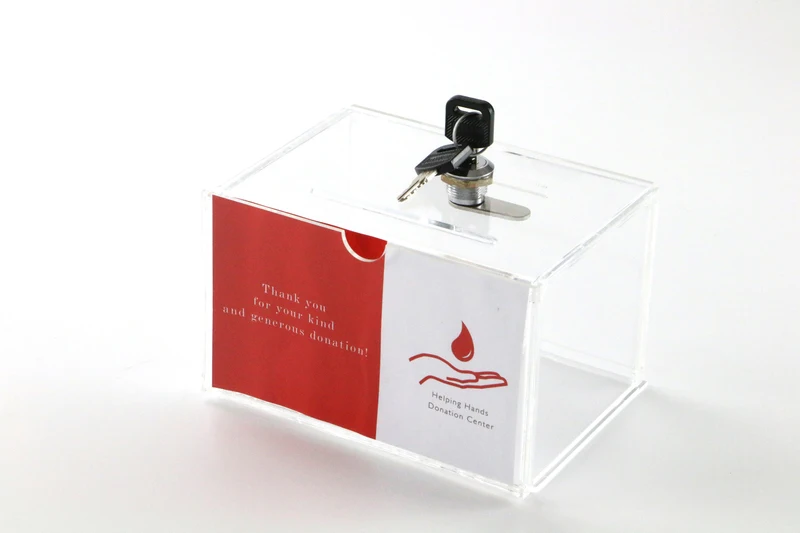 Counter Acrylic Donation Collection Box Perspex Charity