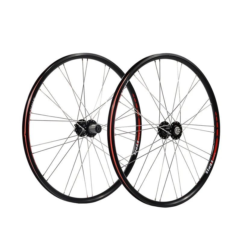

STARS Mountain MTB Bicycle Bike Wheels 28 H 26'' Aluminum Alloy Professional Disc Brake Wheel Set Hub Rim Quick Release Black