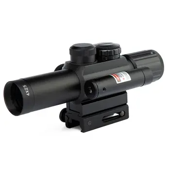 

Tactical Hunting Scope 4X25 Red Green Mil Dot Sight Scope with Red Laser & 21mm Rail Mount Aim M6 Airsoft Scope