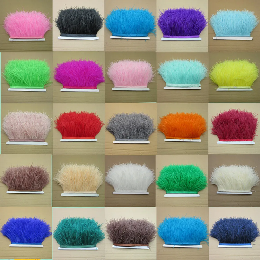 

2018 New! Wholesale high quality 5- 10 meters ostrich feather ribbon, feather length 8-11cm / DIY clothing accessories