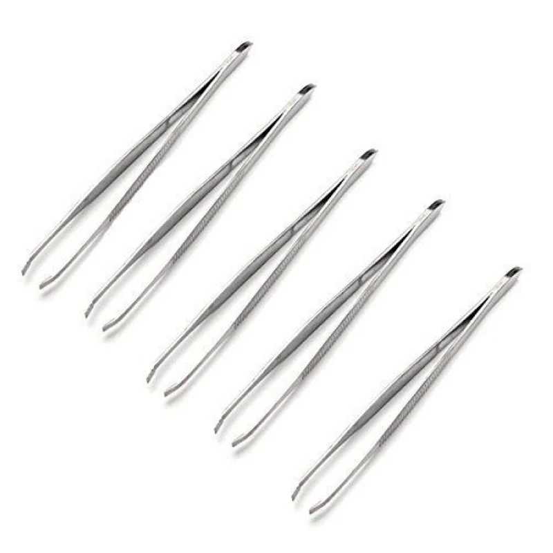 Mayitr 5pcs Eyebrow Tweezers Silver Stainless Steel Eyebrow Tweezer Hair Removal Clip Beauty Tool For Eyebrow Facial Hairs