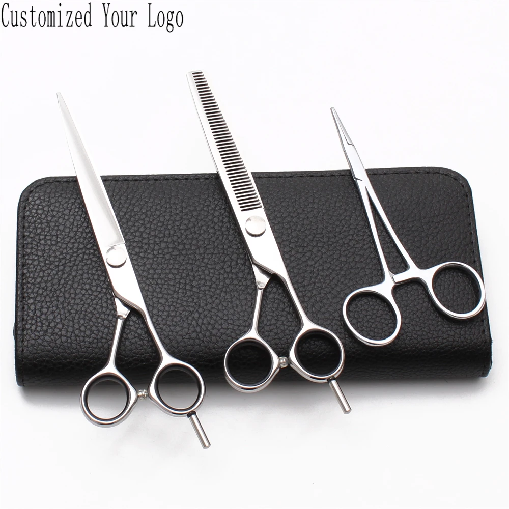 C1021 7&quot 19.5cm Purple Dragon 440C Dog Grooming Kit Thinning Shears Straight Scissors Animal Professional Pet | Красота и