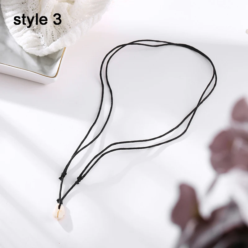 Donarsei многослойное ожерелье-чокер для женщин Boho Black Rope Seashell Золотая цепочка, колье Cowrie Conch пляжные украшения