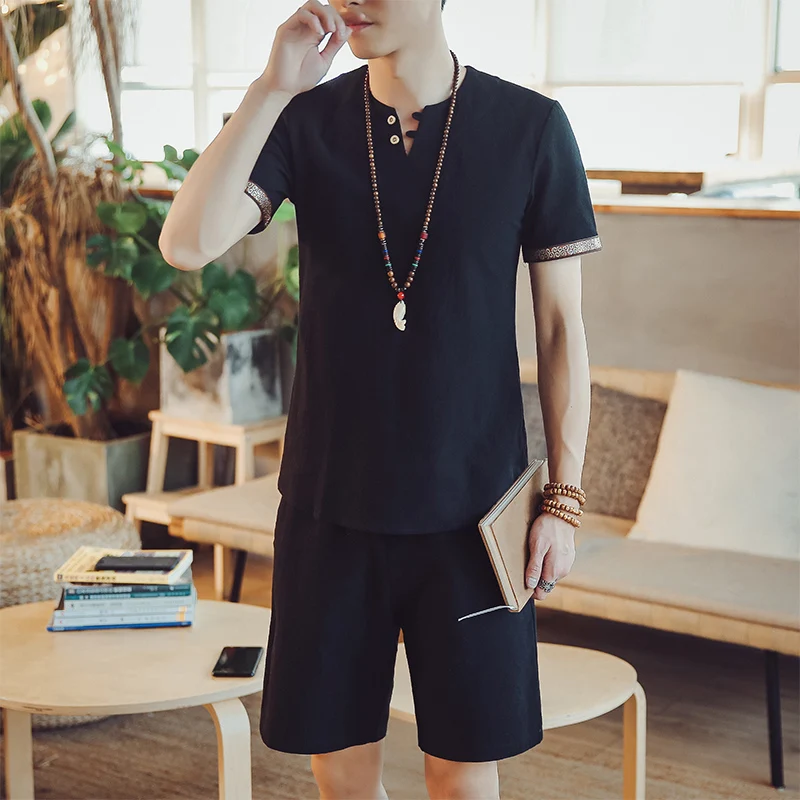 

2019 Summer Running Simple Sportswear shirt and Short for man 2 pcs 4 color