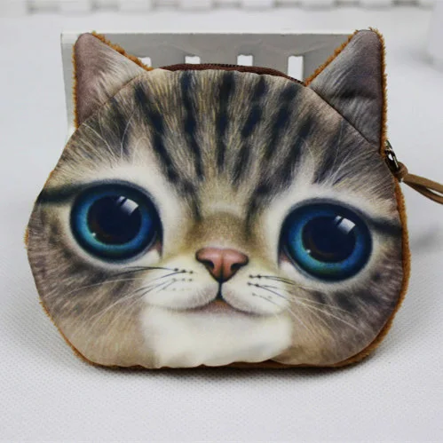 New Cute Cartoon Cat Cosmetic Lips Jewelry Storage Bag Personality 3D  Animal Cat Tiger Lion Head Wallet Bags For Kids - AliExpress