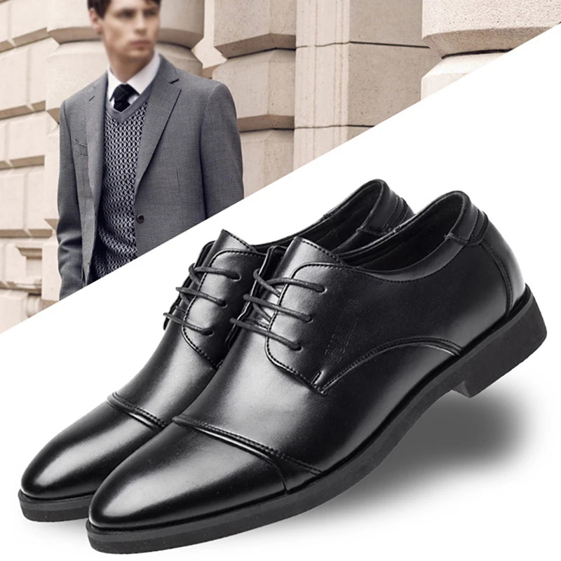 

Fashion Soft Leather Dress Shoes For Men Causal Flats Men's Oxford Shoes Low Top Oxfords Men Business Shoes Black