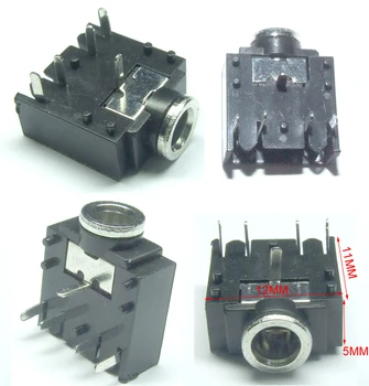 

50PCS 5 PIN 1/8" 3.5mm Stereo Jack Socket PCB Panel Mount FOR 3.5MM Headphones