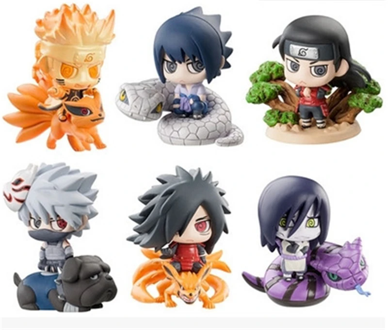 

New Anime Naruto Juguetes Uzumaki Naruto Uchiha Sasuke Hatake Kakashi Orochimaru Q Version PVC Action Figure Toys 6pcs/set