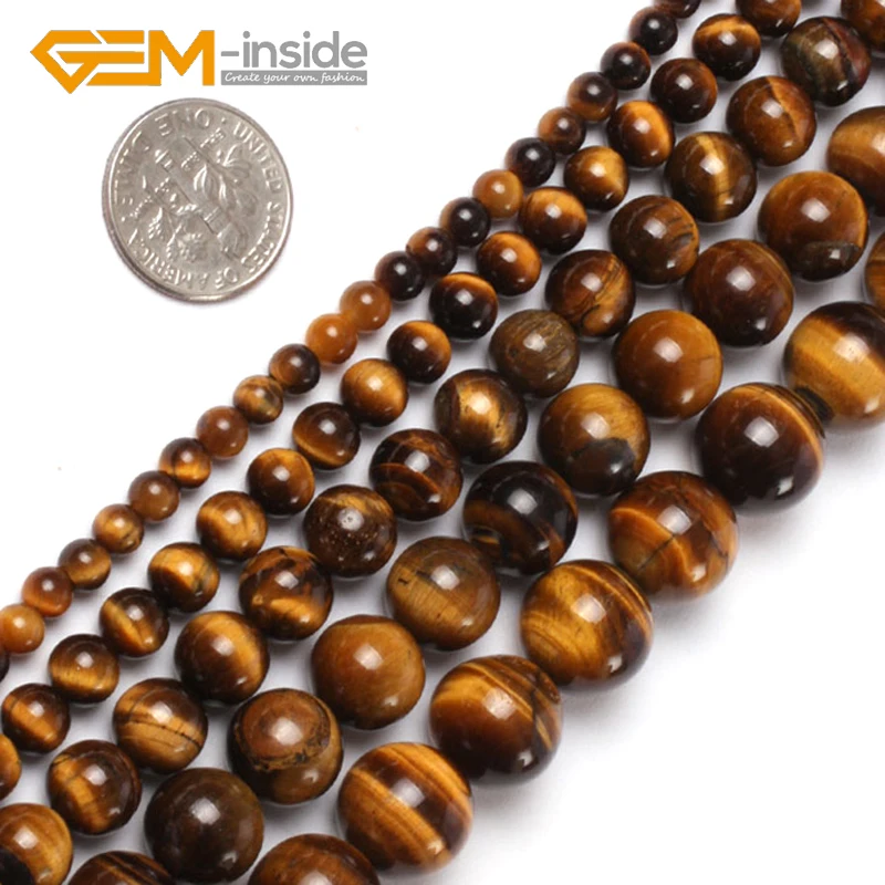 

Natural Round Tiger's Eye Stone Beads Natural Stone Beads DIY Loose Beads For Bracelet Making Strand 15" Wholesale New
