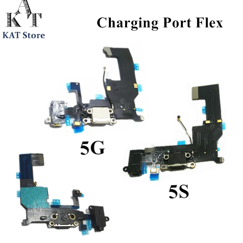 

Charger Charging port Dock USB Connector Data Flex Cable For 5 5G 5S Charger Headphone Jack Flex Cable replacement Part 1PCS