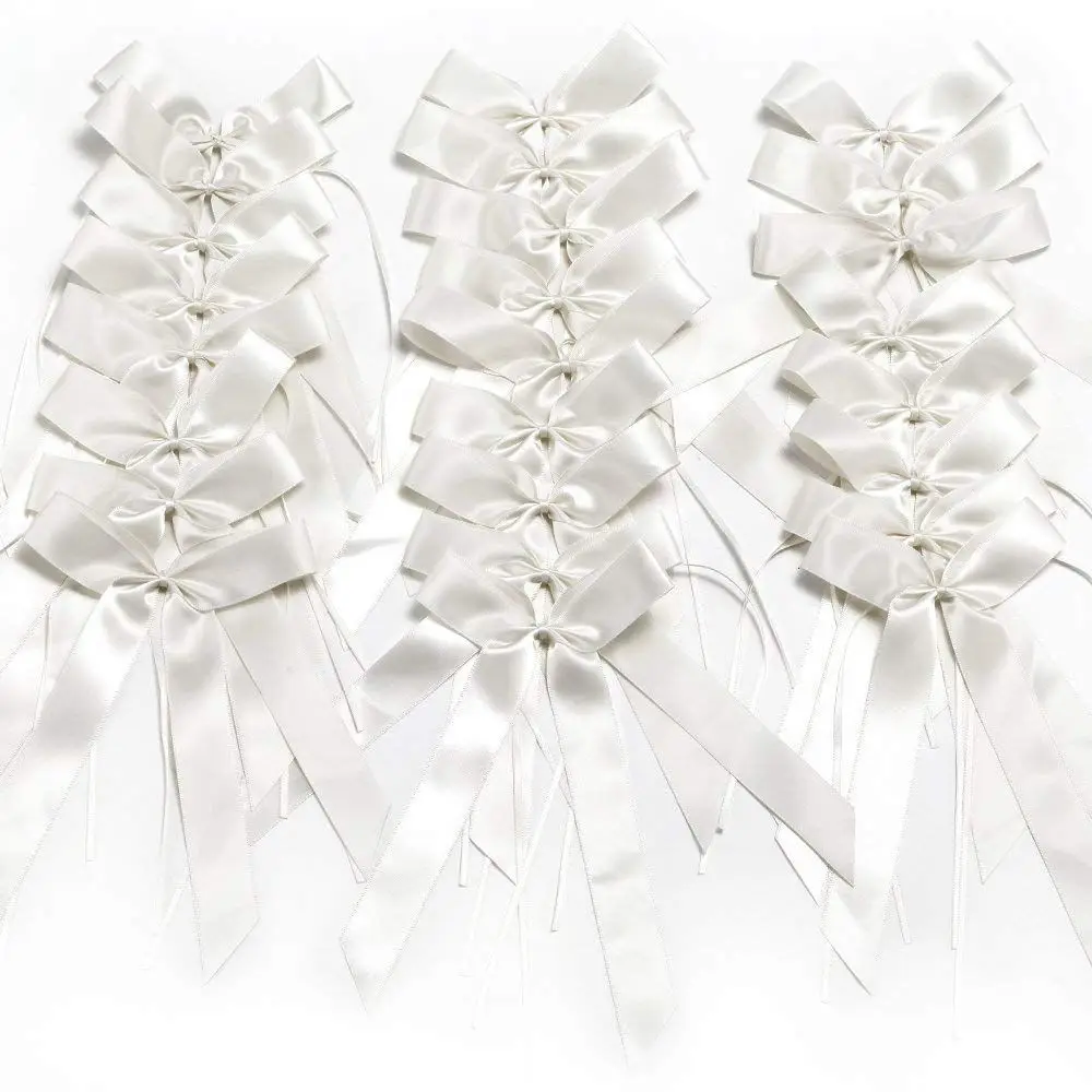 

car decoration wedding bow tie wedding decoration 25 pcs White
