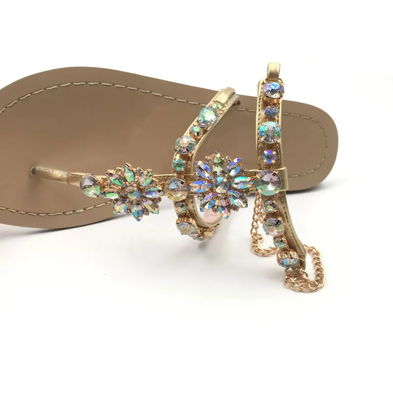 2019 صناديل للنساء النساء أحذية الراين المصارع صندل مسطح الكريستال Chaussure زائد حجم 44 تنيس Feminino سيدة الوجه يتخبط