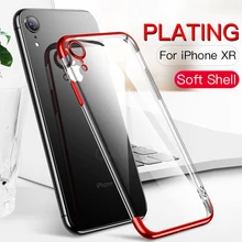 

Luxury Silicone Case for iPhone X XS Max XR TPU Soft Plating Frame Transparent Back Cover for iPhone 7 8 Plus 6 6s Plus