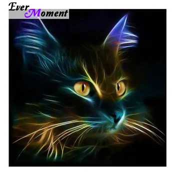 

Diy square drill diamond painting cross stitch mosaics Full embroidery animal Light black cat face diamond embroidery ASF621