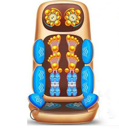 Массажер для шейного отдела позвоночника, шеи, плеча, талии, спины, многофункциональный разминающий Электрический домашний стул, подушка для опоры - Цвет: Золотой