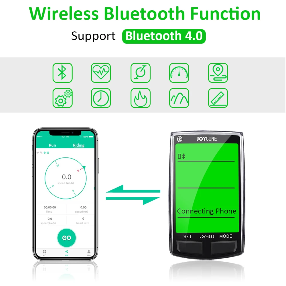 JOY-583BT беспроводной Bluetooth велосипедный компьютер водонепроницаемый велосипедный счетчик велосипедный одометр секундомер Спидометр Часы