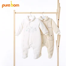 Pureborn B&eacute;b&eacute; de Foot &Agrave; Manches Longues pour Les Nouveau-n&eacute;s Costumes pour Gar&ccedil;on Fille B&eacute;b&eacute; Combinaison Salopette Une pi&egrave;ce B&eacute;b&eacute; V&ecirc;tements Marque nouveau(China)