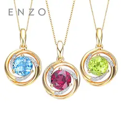 ENZO Ювелирные изделия с драгоценными камнями из натуральной 18 К желтого золота 0,82 карат природный голубой топаз кулон гранат и Перидотом