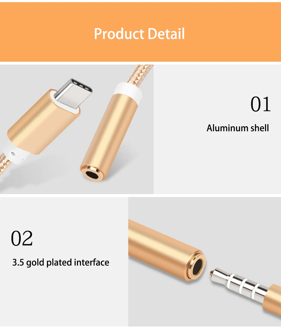 AUX Audio Cable USB Type C to 3.5 Earphone Adapter Type-C to 3.5mm Headphone Converter for xiaomi 6 Letv 2 2pro max2 Pro 3 (6)