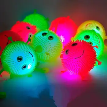 

25pcs/lot mix color flash Led bouncy balls glowing smile soft rubber ball toy luminous for party supplies jump fluffy ball toys