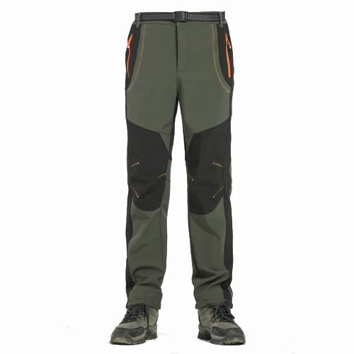 Mountainskin, зимние мужские и женские Походные штаны, флисовые брюки для улицы, водонепроницаемые ветрозащитные штаны для кемпинга, лыжного альпинизма, MA218 - Цвет: Men Army Green