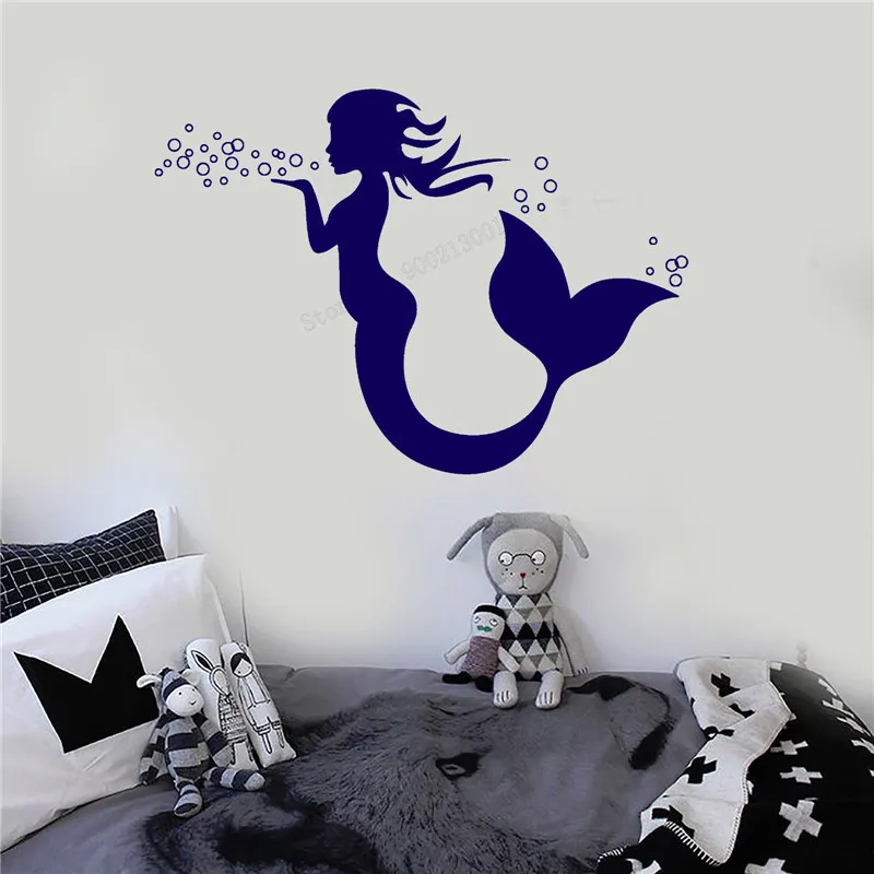 

Wall Art Sticker Mermaid Room Decoration For Girls Baby Children Cute Poster Vinyl Removeable Mural Nursery Decal LY491