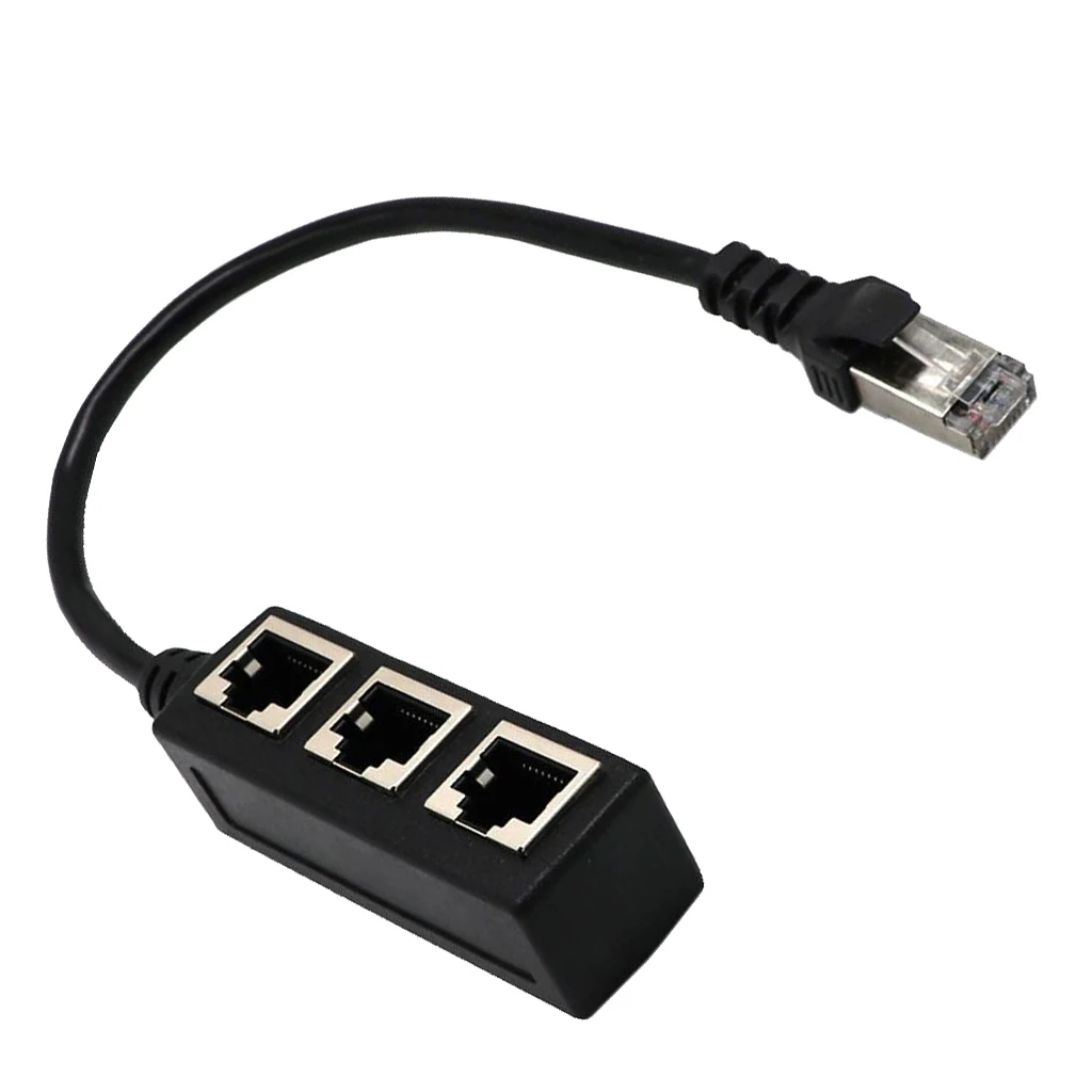 RJ45 1 to 3 Port Ethernet LAN Network Cable Splitter 3Ways Extender Adapter