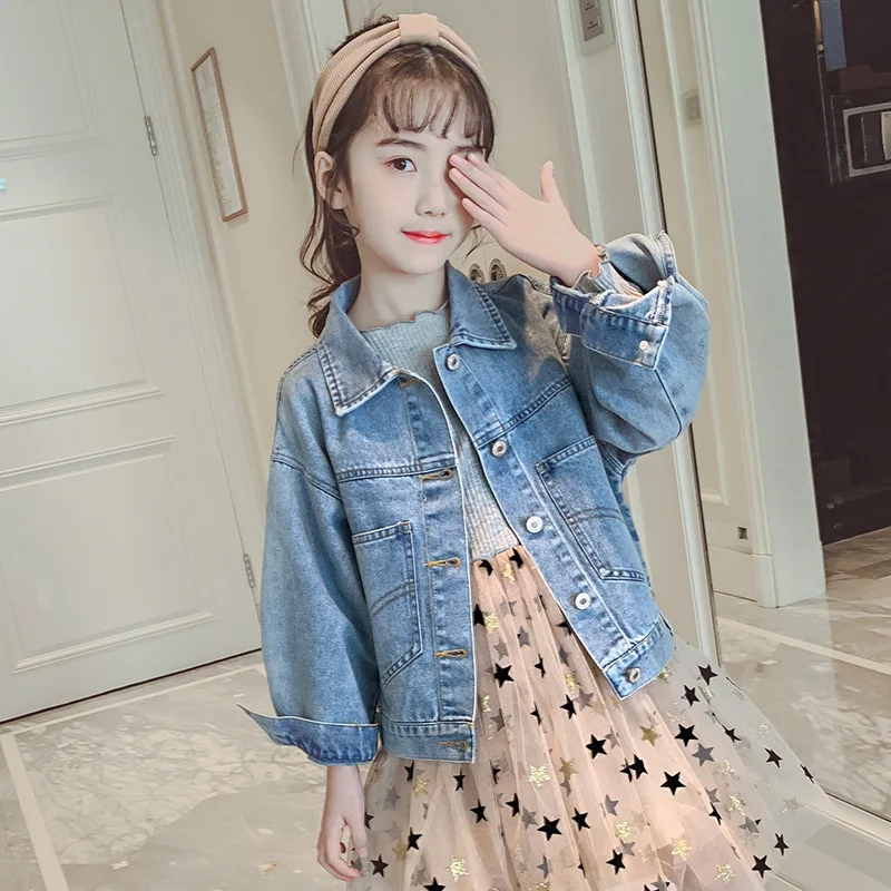 

4-13 Years Big Girls Denim Jackets 2019 Fashion Children Outwear Coat Spring Autumn Kids Girls Jeans Jacket