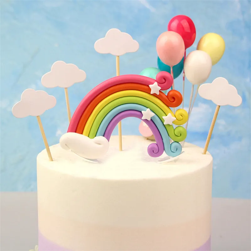 10*7cm Big Size Rainbow Unicorn Cake Topper Birthday Party Decoration Kids Favors Cake Decoration Cupcake Topper for Wedding-S
