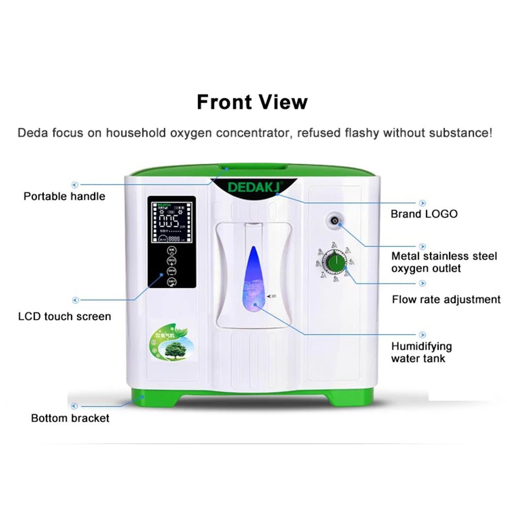  DEDAKJ DDT-2A Portable Oxygen Concentrator Generator Oxygen Making Machine Home Adjustable Air Puri
