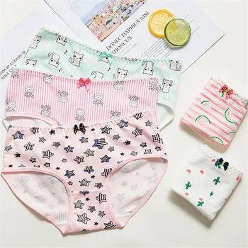 

2pcs/lot Cotton panties women pattern cotton underwear women gril briefs lingerie ladies underpants cartoon female wholesale