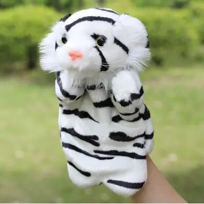 Новые детские подарки игрушка, кукольный рук плюшевый тигр кукла Игрушечные лошадки куклы рот будет двигаться - Цвет: Белый