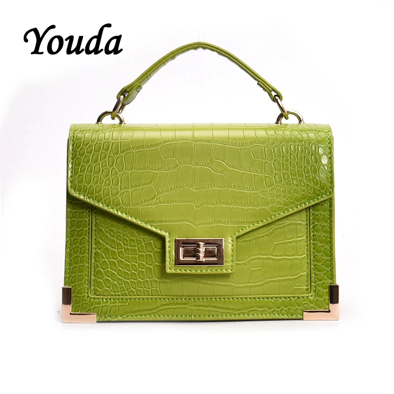 

Youda Simple Fashion Style Ladies Clamshell Messenger Bag Crocodile Pattern PU Material Shoulder Bags Vintage Mobile Phone Pouch