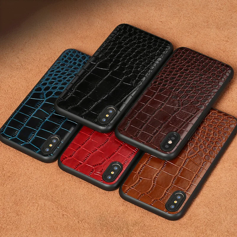 

Genuine Leather phone case for Iphone X 6plus 6 6s 7 7plus 8 8plus crocodile pattern protective cover for apple iphone xr xs max