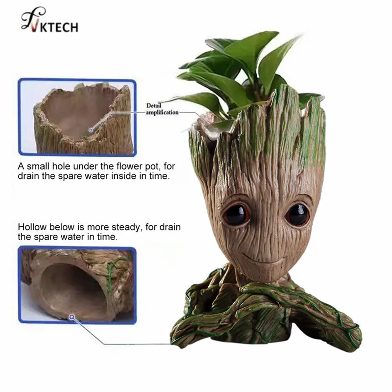

New Baby Groot Flower Pot Planter Action Figures Toy Tree Man Cute Model Toy Pen Flower Pots Gift
