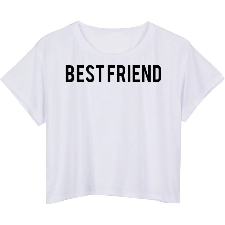Best Friend White Crop Shirt Women Sexy Cropped Tees Summer Style crop