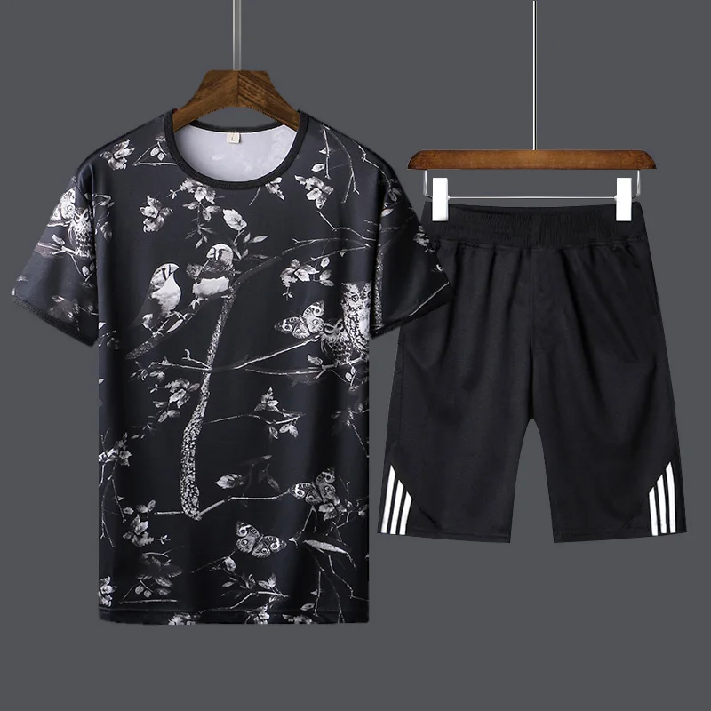 2019 New Fashion Summer men tshirt Sets Short Sleeve T Shirts Tops and Shorts Tracksuit Sportswear Set Men's Clothing M-4XL